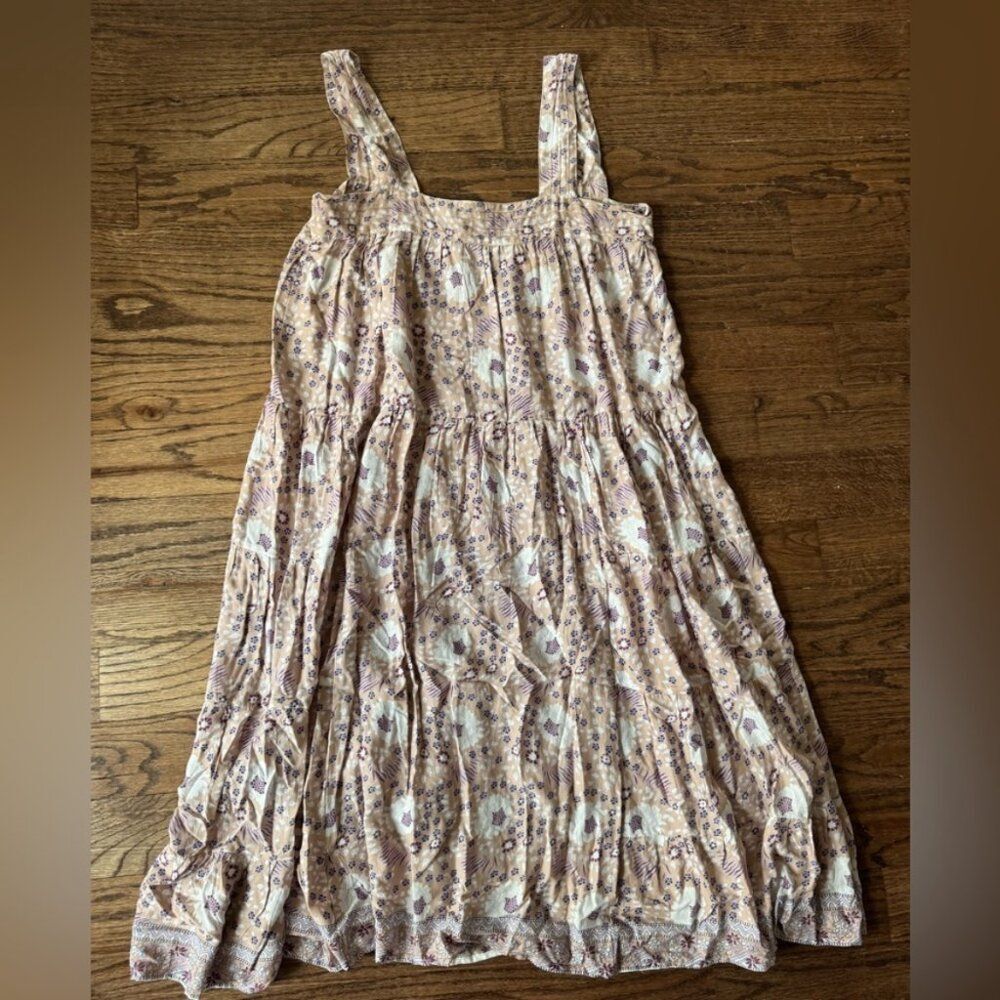 Natalie Martin Floral Tiered Mini Dress Square Neck Small Cottagecore Babydoll